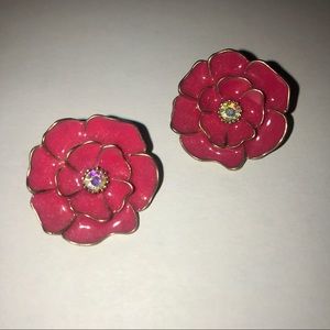 Pink Flower Earrings